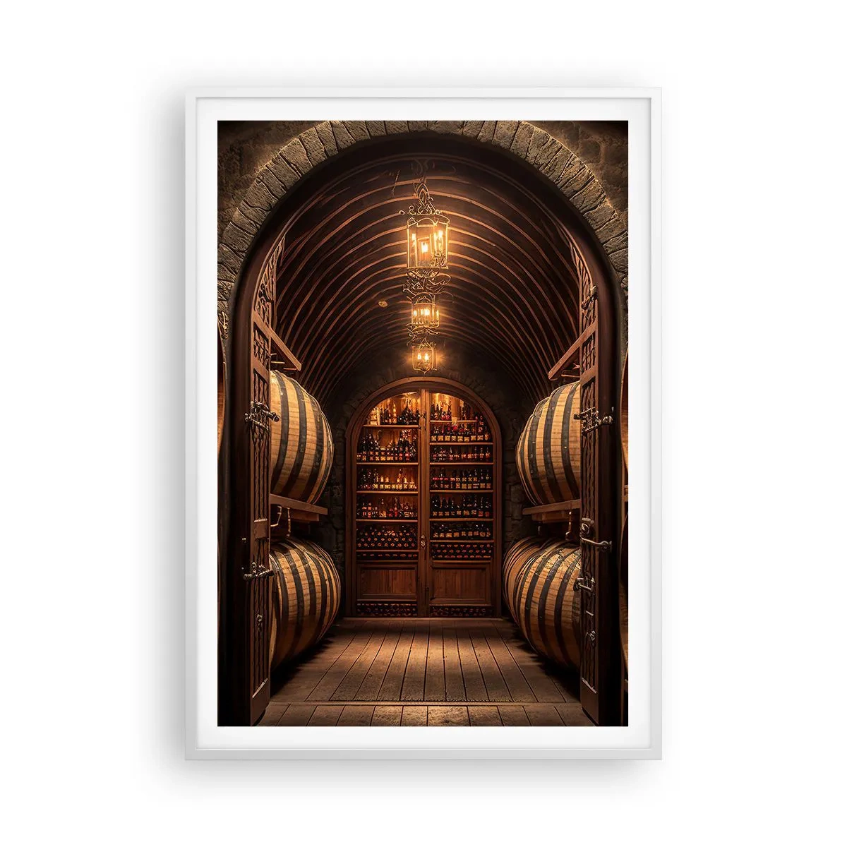 Poster in einem weißen Rahmen - Stimmungsvoller Keller - 70x100 cm