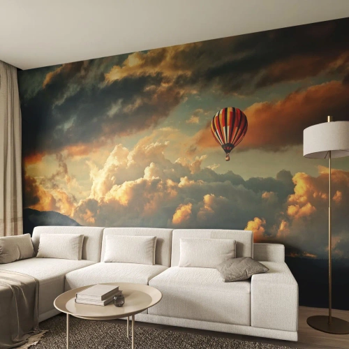 Selbstklebende Fototapete Deluxe Sticker - Ich fliege, weil ich es will - Abstraktion, Ballonfahrt, Berge - 450x315 cm
