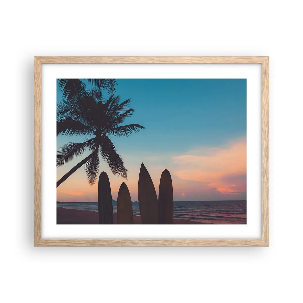 Poster in einem Rahmen aus heller Eiche - Morgen wird es auch lustig - 50x40 cm