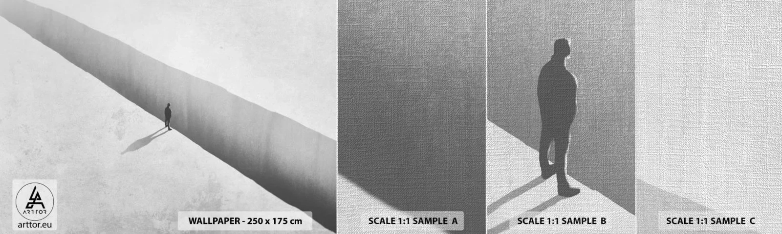 Fototapeten Muster Premium Canvas - Klares Ziel - Abgrund, Minimalismus, Mann - 100x30 cm