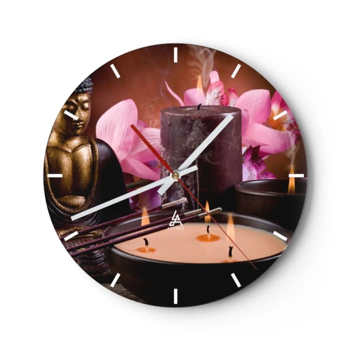 Wanduhr - Glasuhr - Den Geist frei machen, den Körper beruhigen - 40x40 cm