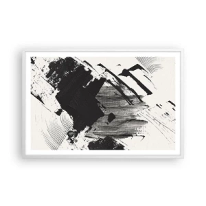 Poster in einem weißen Rahmen - Abstraktion – Ausdruck von Schwarz - 91x61 cm