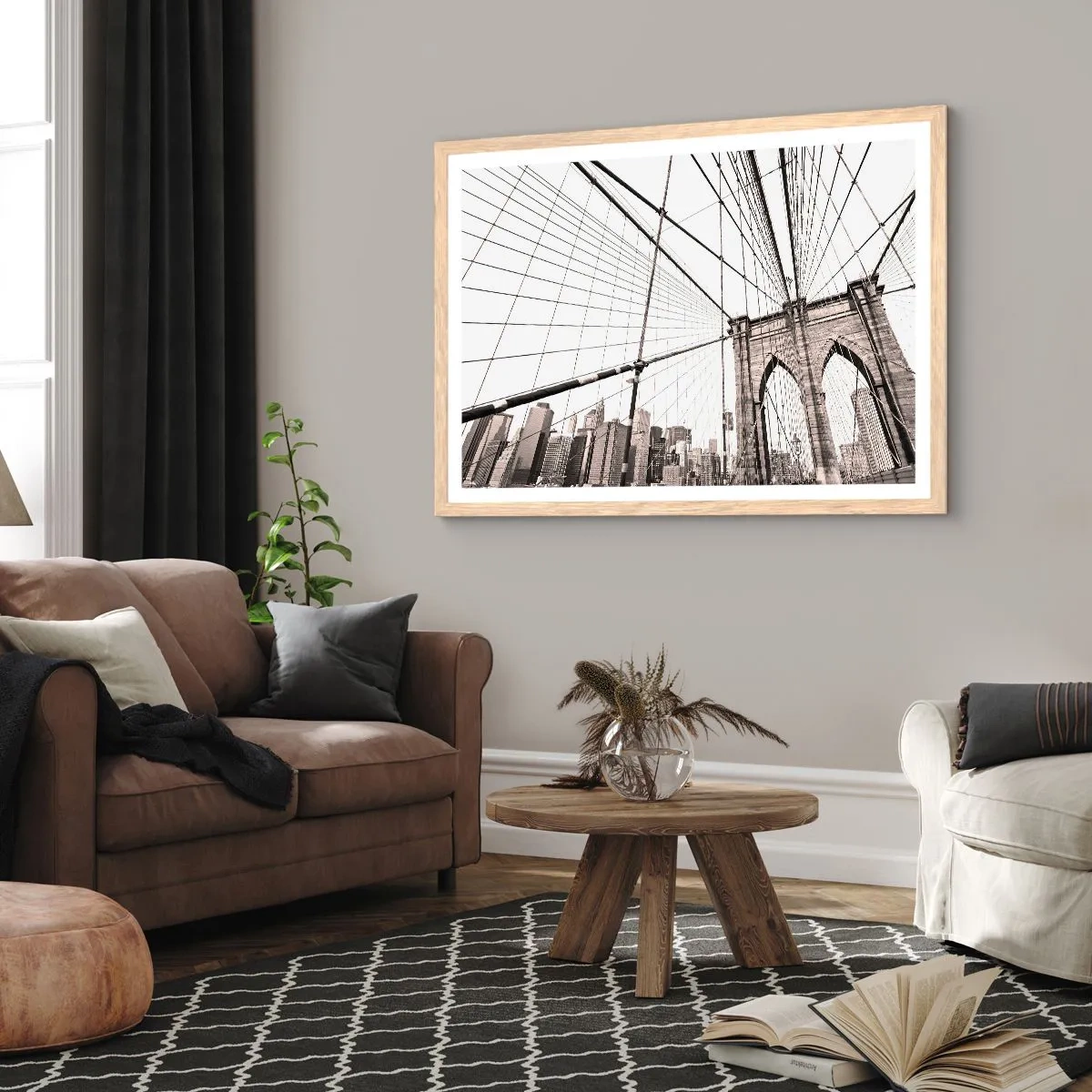 Poster in einem Rahmen aus heller Eiche - New Yorker Kathedrale - 100x70 cm