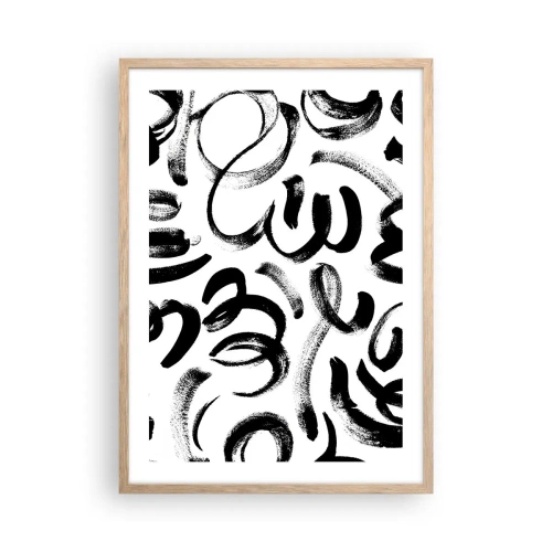 Poster in einem Rahmen aus heller Eiche - Schwarz auf Weiß - 50x70 cm