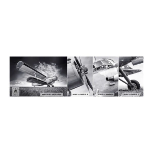 Fototapeten Muster Selbstklebend Deluxe Sticker - Der geflügelte Wanderer - Flugzeug, Flugzeug, Schwarz und weiß - 100x30 cm