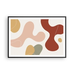 Poster in einem schwarzem Rahmen - Eine abstrakte Komposition in Pastelltönen mit dynamischen Formen. - 100x70cm - Kringel oder Schnörkel? - Moderne Wanddekoration für Wohnzimmer und Schlafzimmer ARTTOR