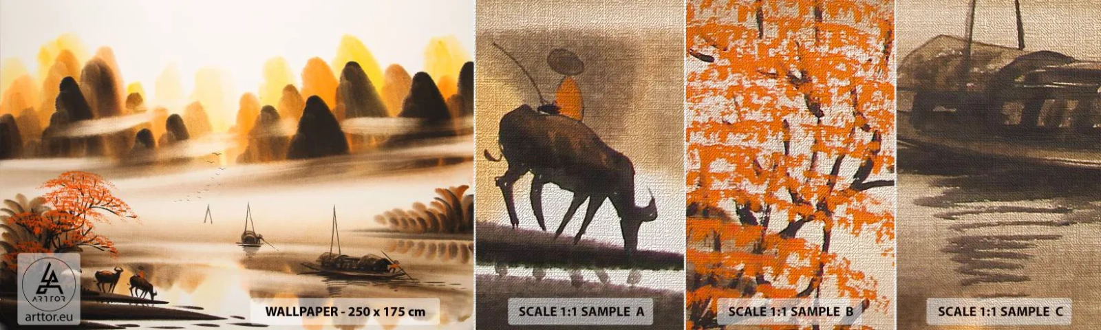 Fototapeten Muster Premium Canvas - Weiter als im Fernosten - China, Landschaft, Asien - 100x30 cm