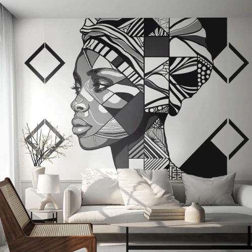 Fototapete Standard Eco - Ethnisches Porträt - Porträt, Afroamerikaner, Turban - 500x350 cm