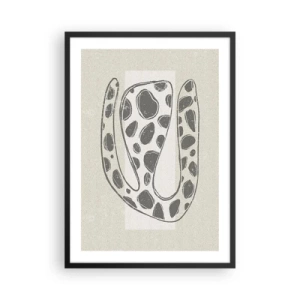Poster in einem schwarzem Rahmen - Abstrakte organische Form in Grautönen - 50x70cm - Seltsame Kreatur - Moderne Wanddekoration für Wohnzimmer und Schlafzimmer ARTTOR