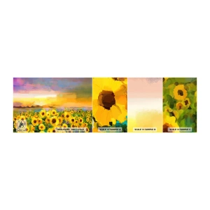 Fototapeten Muster Selbstklebend Deluxe Sticker - Die Sonne selbst ist auf die Erde herabgestiegen - Sonnenblumenfeld, Sonnenblume, Natur - 100x30 cm