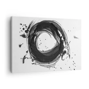 Bild auf Leinwand - Leinwandbild - Schwarze Abstraktion in Form eines Kreises auf weißem Hintergrund - 70x50cm - Der Wirbel der Schöpfung - Moderne Wanddekoration für Wohnzimmer und Schlafzimmer ARTTOR