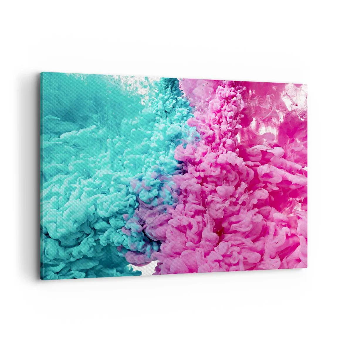 Bild auf Leinwand - Leinwandbild - Bunte Wellen aus Türkis und Pink in abstrakter Form - 100x70cm - Letzte Begegnung - Moderne Wanddekoration für Wohnzimmer und Schlafzimmer ARTTOR