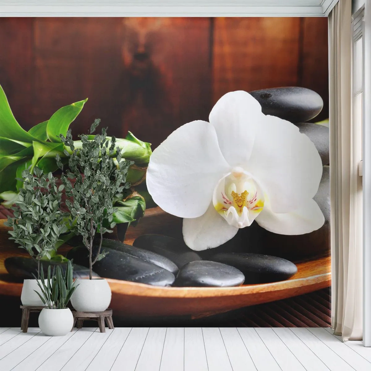 Maßgeschneiderte Fototapete Premium Sand - Geben Sie sich dem Hauch der Natur hin - Blumen, Orchidee, Orchidee