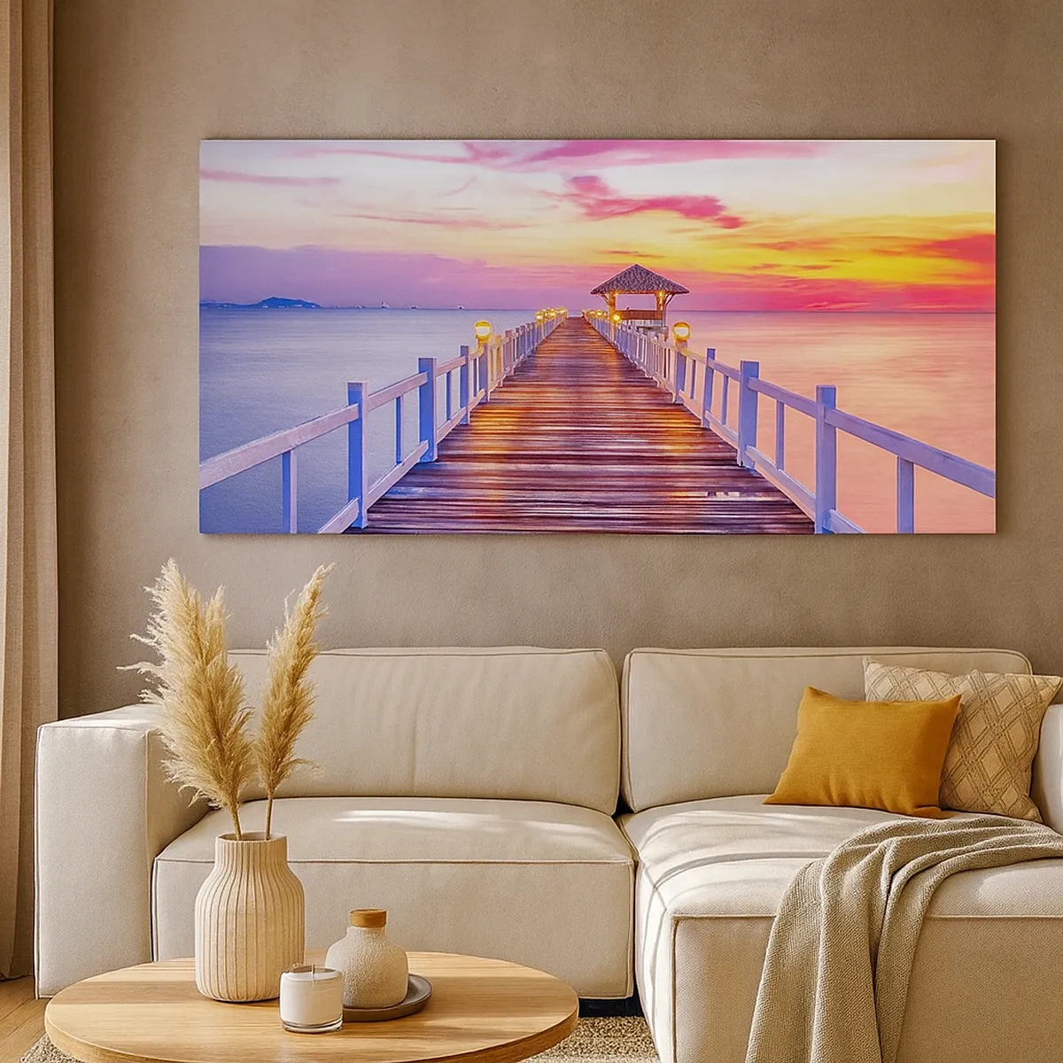 Bild auf Leinwand - Leinwandbild - Die lila-goldene Stille des Abends - 30x30 cm