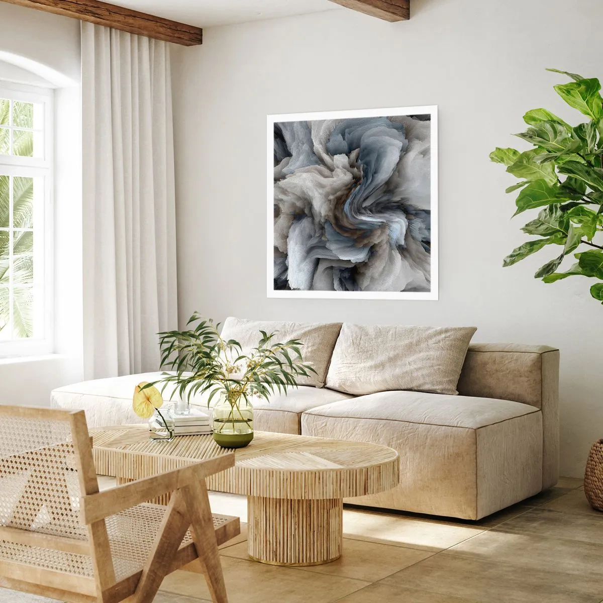Poster - Stein und Blume - 40x40 cm