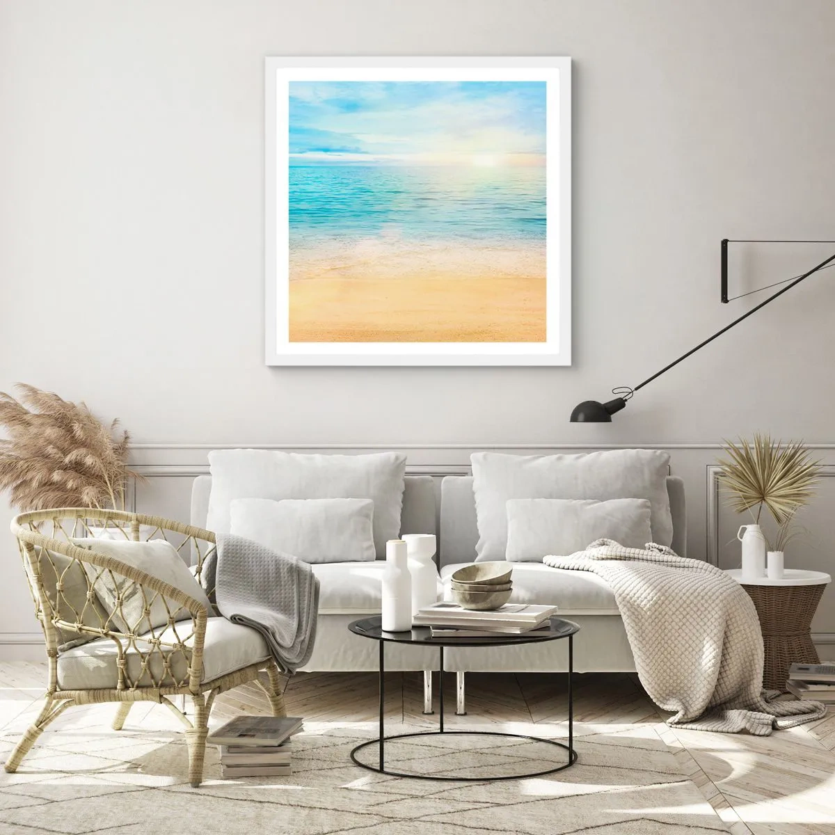 Poster in einem weißen Rahmen - Großes Blau - 60x60 cm