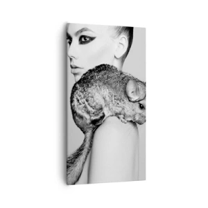Bild auf Leinwand - Leinwandbild - Dame mit einem Chinchilla - 55x100 cm
