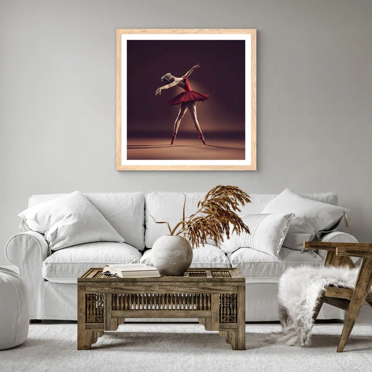 Poster in einem Rahmen aus heller Eiche - Eine Primaballerina - 60x60 cm