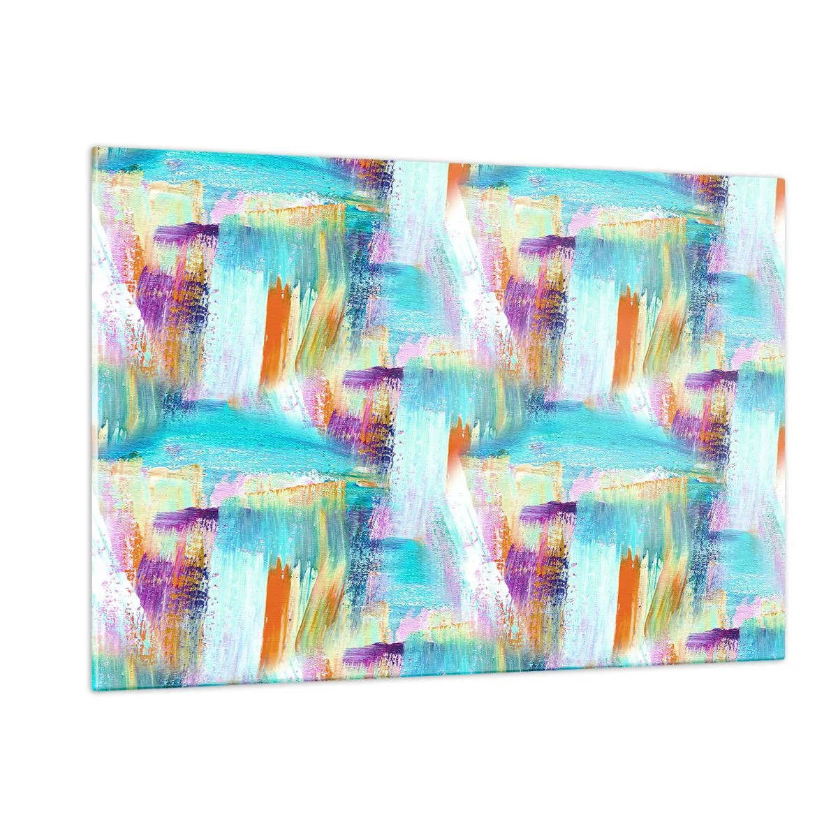 Glasbild - Bild auf glas - Farbenfrohe Abstraktion mit Pinselstrichen in Pastell- und leuchtenden Farben. - 120x80cm - Fröhlicher Labyrinth-Liner - Moderne Wanddekoration für Wohnzimmer und Schlafzimmer ARTTOR
