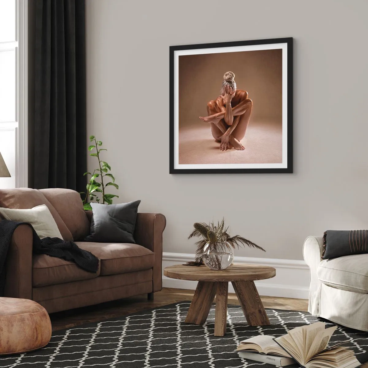 Poster in einem schwarzem Rahmen - Die Einheit von Körper und Geist - 40x40 cm