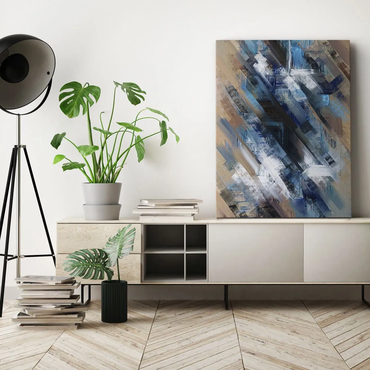 Bild auf Leinwand - Leinwandbild - Auf einer blauen Diagonale - 55x100 cm