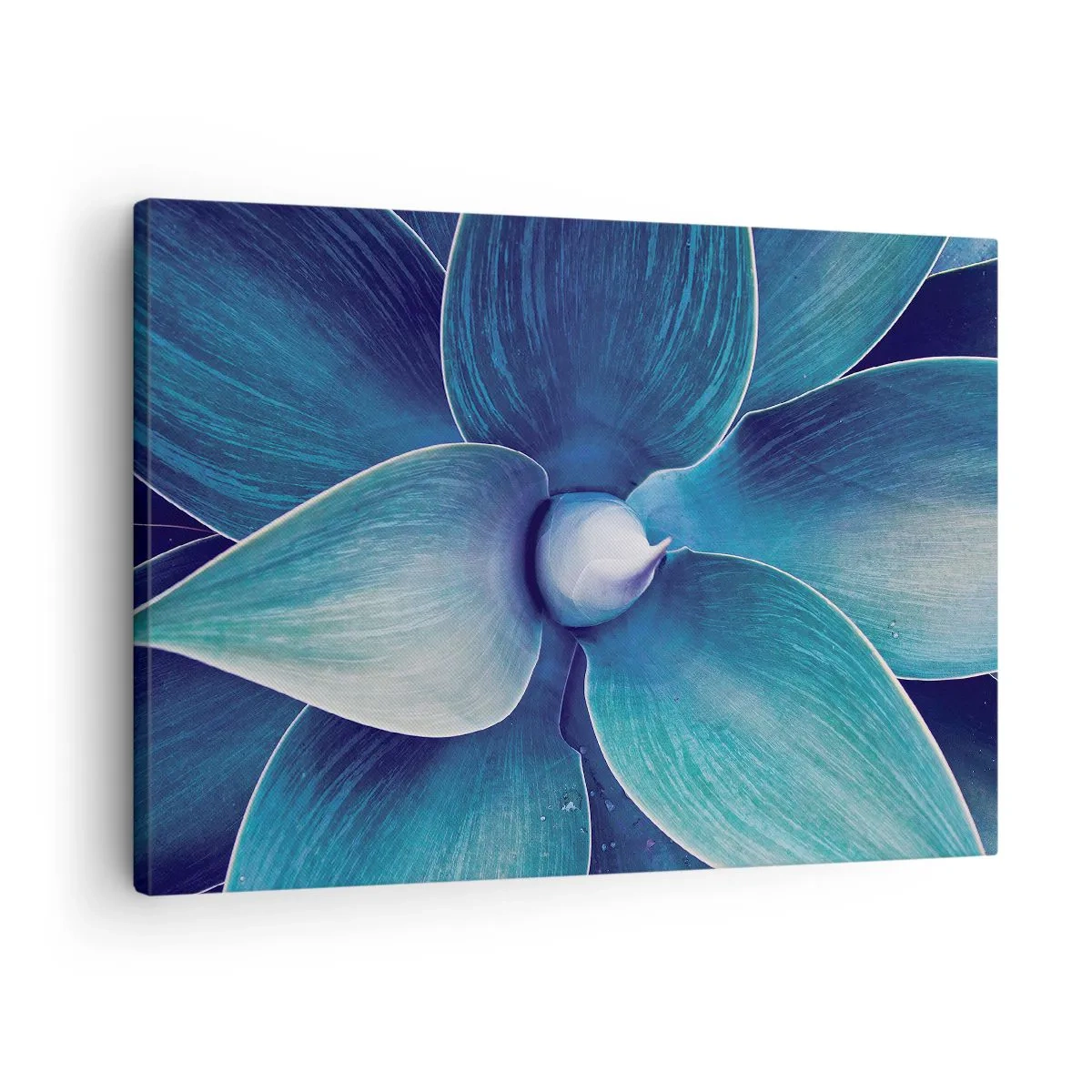 Bild auf Leinwand - Leinwandbild - Nahaufnahme einer abstrakten Blume in Blautönen - 70x50cm - Bläulich vom Himmel - Moderne Wanddekoration für Wohnzimmer und Schlafzimmer ARTTOR