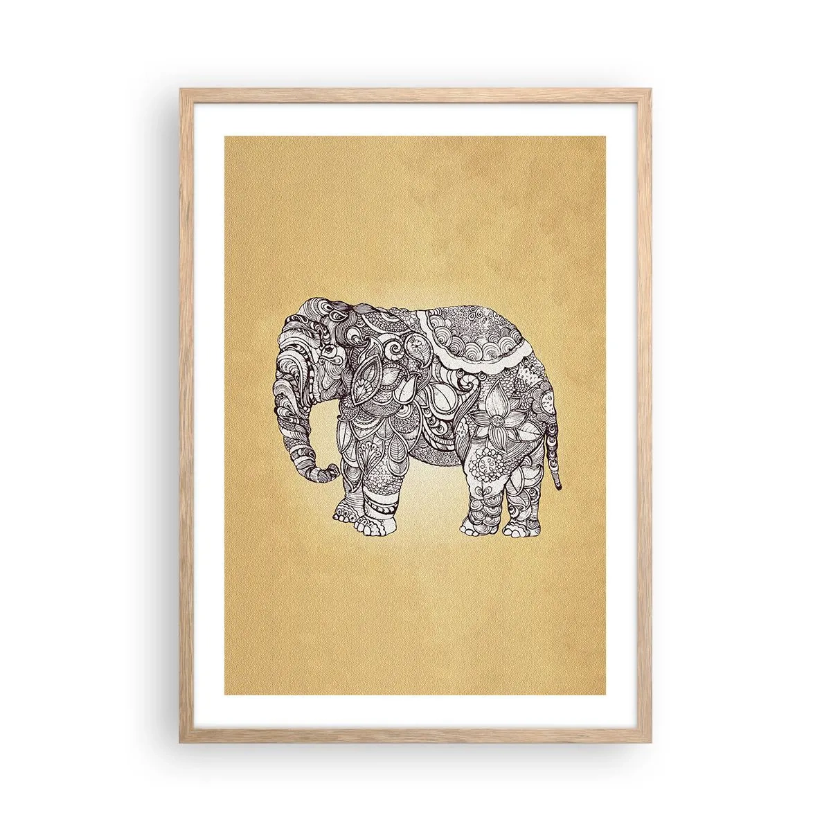 Poster in einem Rahmen aus heller Eiche - Elefant verhüllte sich - 50x70 cm