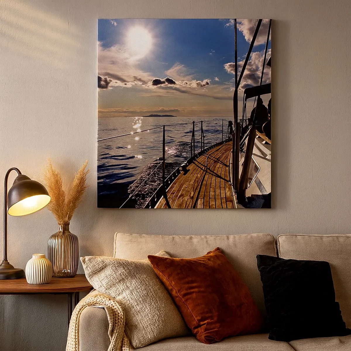 Bild auf Leinwand - Leinwandbild - Der Sonne entgegen segeln - 30x30 cm