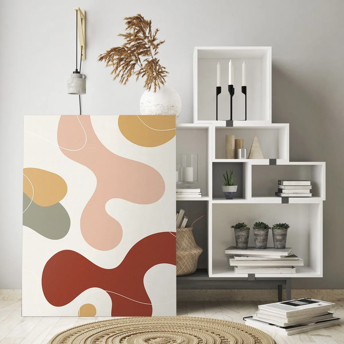 Glasbild - Bild auf glas - Abstrakte Komposition organischer Formen - 50x70cm - Kringel oder Schnörkel? - Moderne Wanddekoration für Wohnzimmer und Schlafzimmer ARTTOR