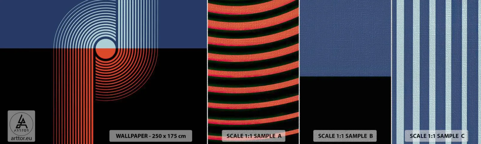 Fototapeten Muster Premium Canvas - In einer geometrischen Umarmung - Abstraktion, Grafik, Lineart - 100x30 cm