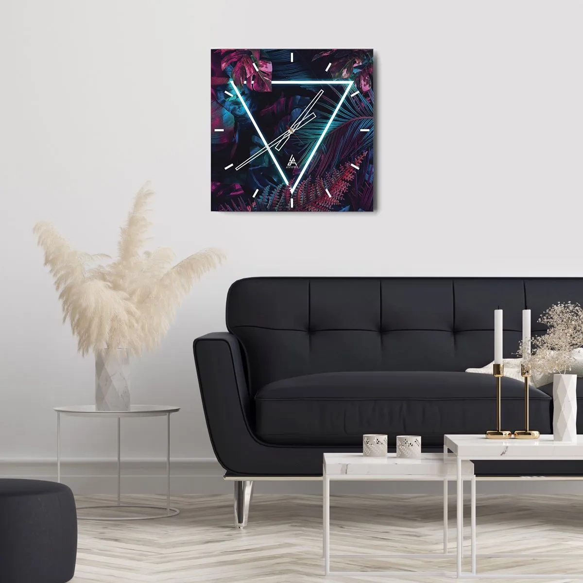 Wanduhr - Glasuhr - Garten im Disco-Stil - 40x40 cm