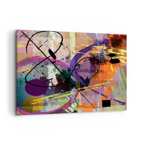 Bild auf Leinwand - Leinwandbild - Ein farbenfrohes abstraktes Muster mit dynamischen Linien und Formen. - 120x80cm - Du kannst geradeaus oder umhergehen - Moderne Wanddekoration für Wohnzimmer und Schlafzimmer ARTTOR