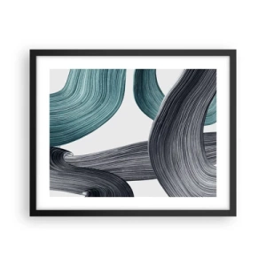 Poster in einem schwarzem Rahmen - Smaragdgrüne und schwarze Pfade - 50x40 cm