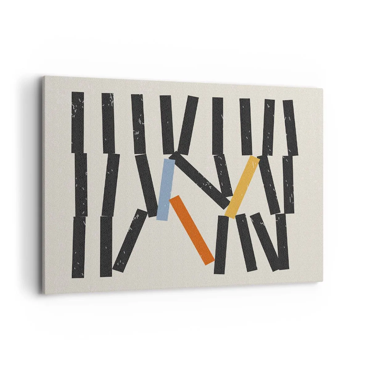 Bild auf Leinwand - Leinwandbild - Abstrakte Komposition mit farbigen und schwarzen Rechtecken - 100x70cm - Domino – Komposition - Moderne Wanddekoration für Wohnzimmer und Schlafzimmer ARTTOR