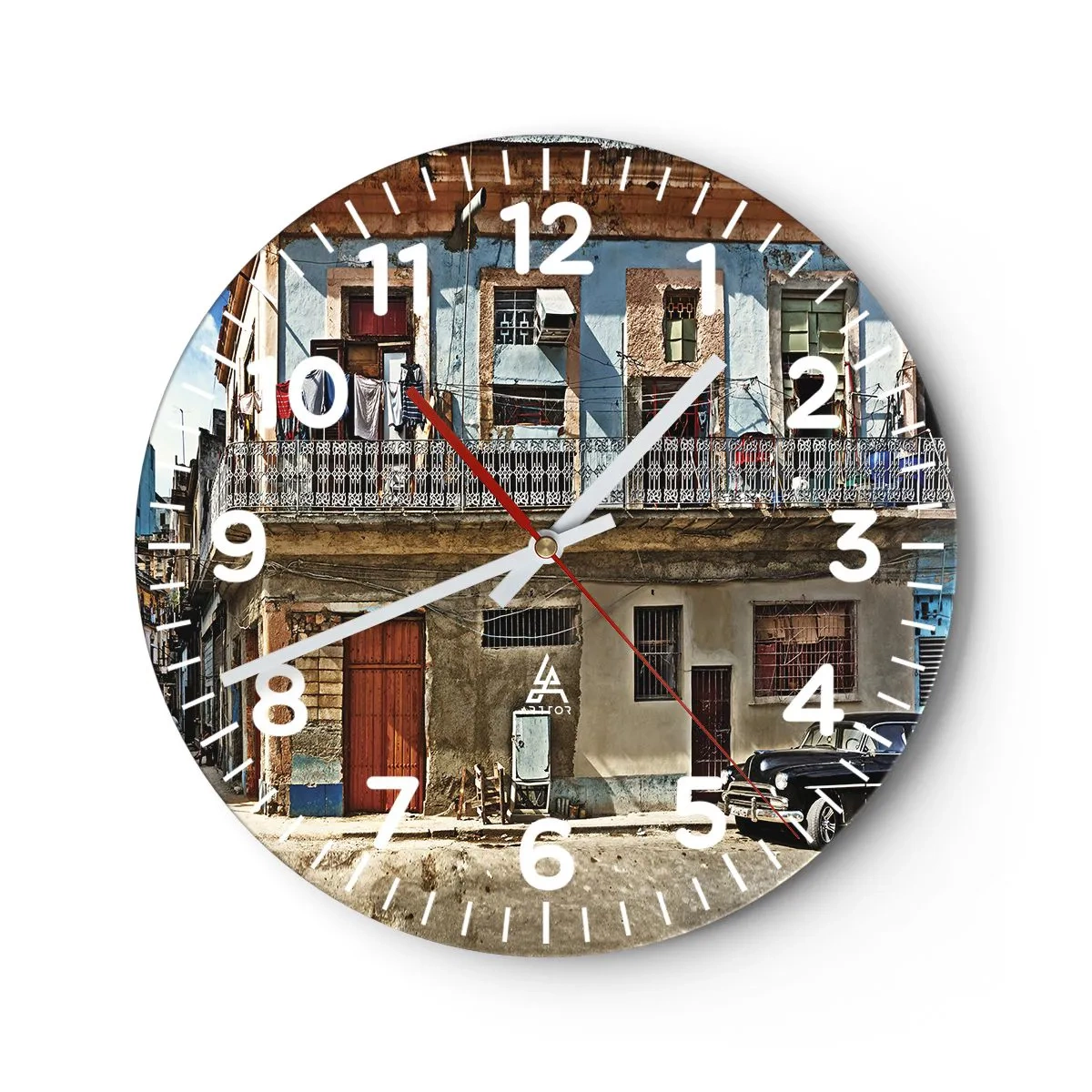 Wanduhr - Glasuhr - Havanna-Stimmung - 30x30 cm
