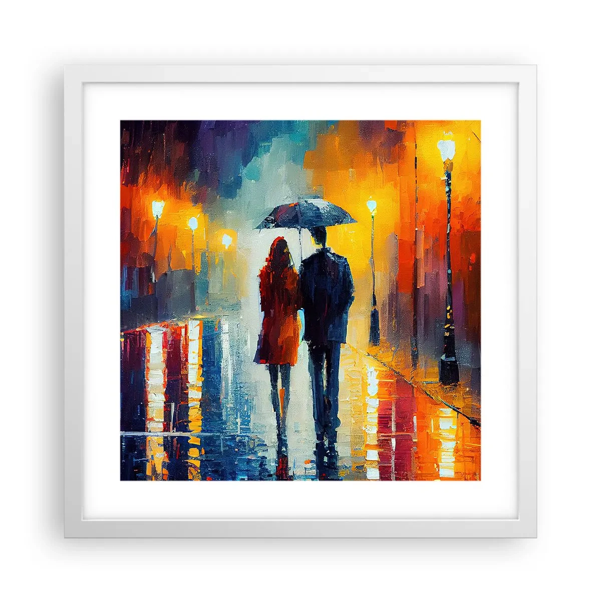 Poster in einem weißen Rahmen - Gemeinsam – eine bunte Nacht - 40x40 cm