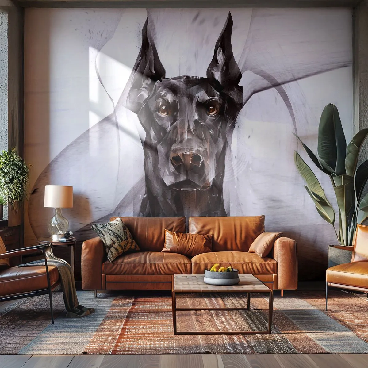 Fototapete Premium Canvas - Edelgeboren - Abstraktion, Dobermann, Hund - 150x105 cm