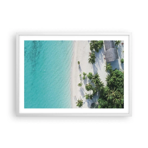 Poster in einem weißen Rahmen - Urlaub im Paradies - 70x50 cm