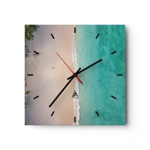Wanduhr - Glasuhr - Paradiesstrand - 40x40 cm