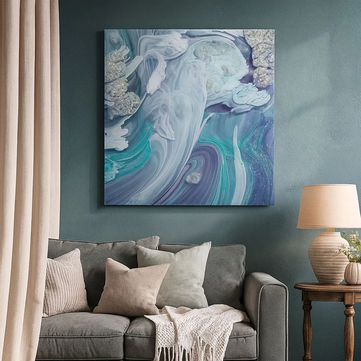 Bild auf Leinwand - Leinwandbild - Strömungen von Himmelblau - 30x30 cm