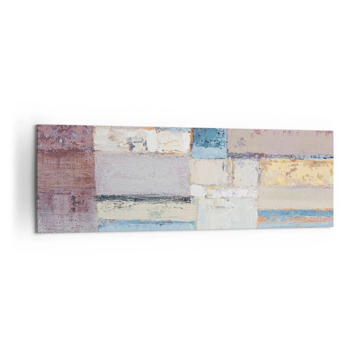 Bild auf Leinwand - Leinwandbild - Geometrische Komposition in Pastellfarben - 160x50cm - Ruhe der Geometrie - Moderne Wanddekoration für Wohnzimmer und Schlafzimmer ARTTOR