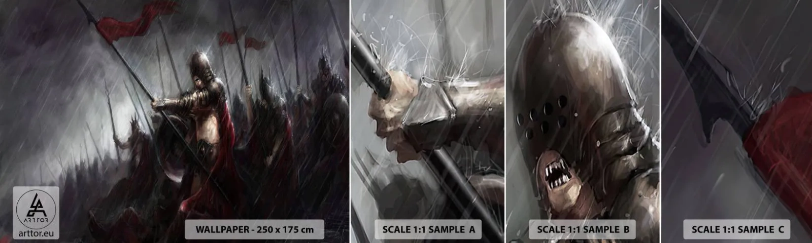 Fototapeten Muster Selbstklebend Deluxe Sticker - Passant, sag Sparta ... - Ritter in Rüstung, Armee, Abstraktion - 100x30 cm