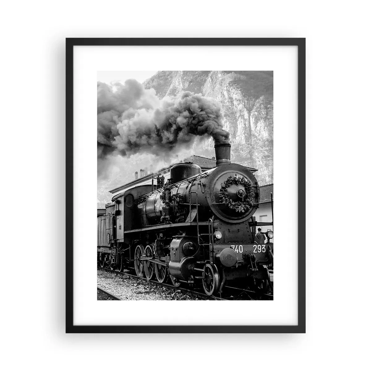 Poster in einem schwarzem Rahmen - Steht am Bahnhof ... - 40x50 cm