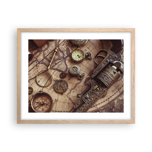 Poster in einem Rahmen aus heller Eiche - Das Abenteuer ruft - 50x40 cm