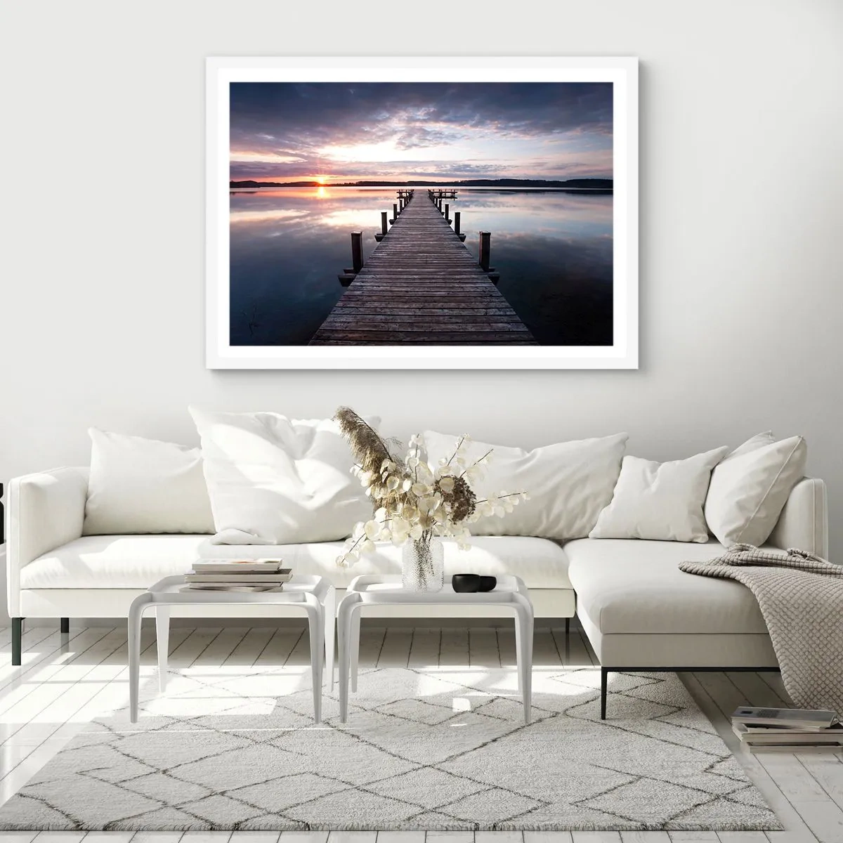 Poster in einem weißen Rahmen - Eine stille Grenze zwischen Tag und Nacht - 50x40 cm