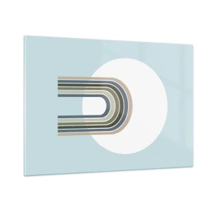 Glasbild - Bild auf glas - Eine abstrakte Komposition mit Bögen in zarten Blau- und Grüntönen. - 100x70cm - Unwiderstehliche Anziehungskraft - Moderne Wanddekoration für Wohnzimmer und Schlafzimmer ARTTOR