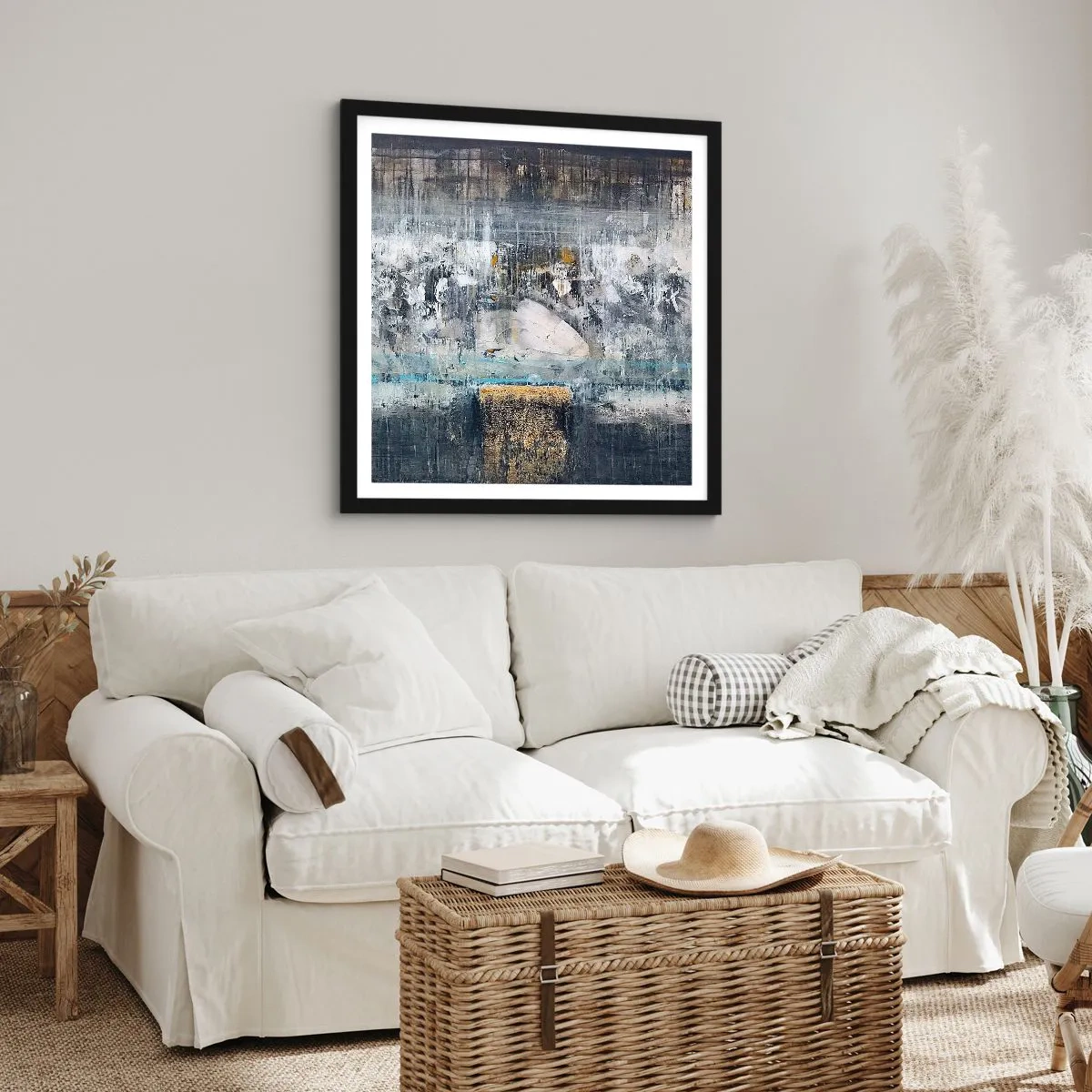 Poster in einem schwarzem Rahmen - Wie auf Eis, wie nach Dezember - 60x60 cm