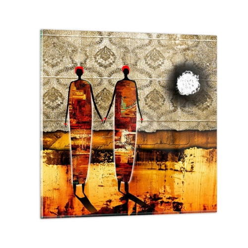 Glasbild - Bild auf glas - Ethnische Zusammensetzung in den Farben Afrikas - 30x30 cm