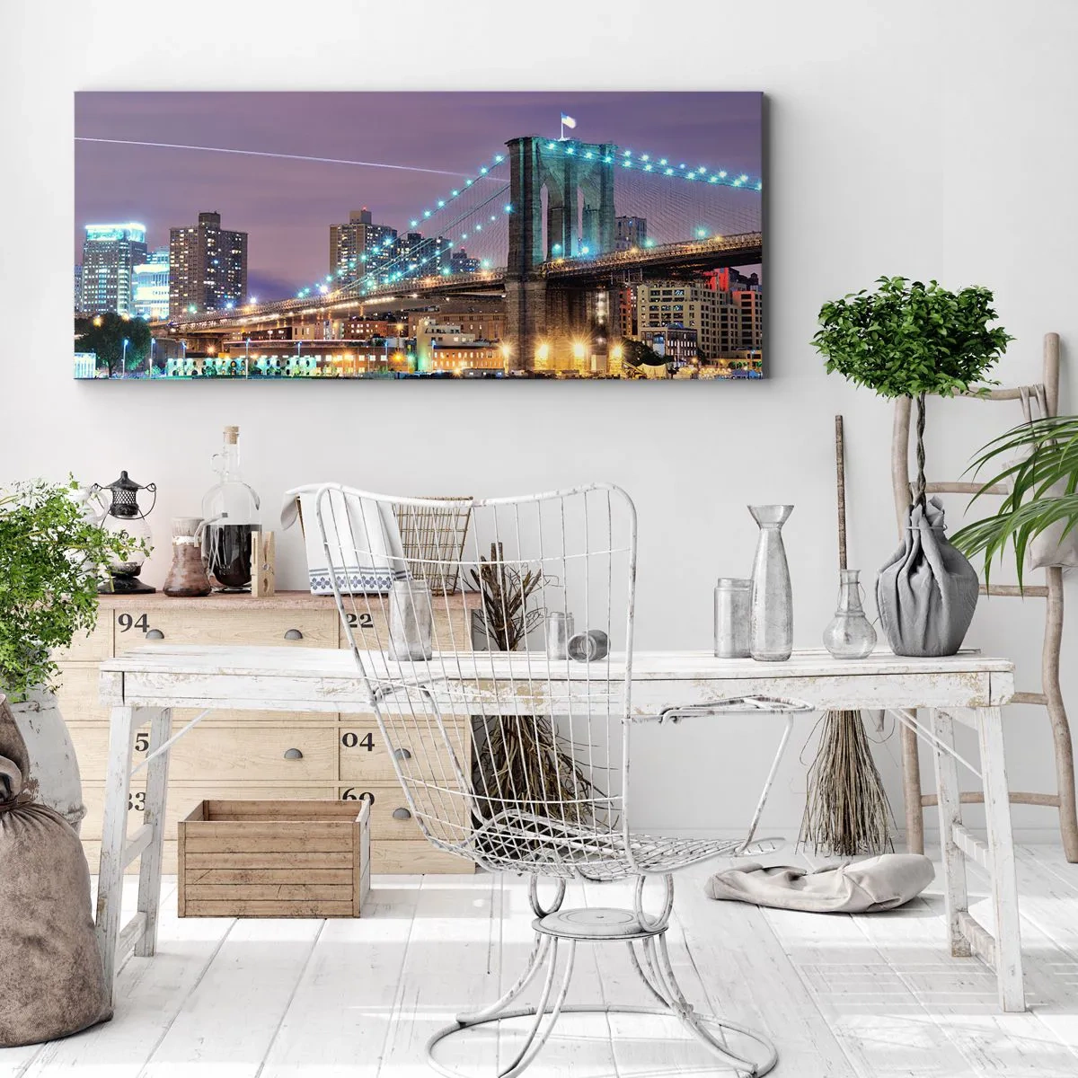 Bild auf Leinwand - Leinwandbild - Seit vielen Jahren die Brooklyn Bridge - 90x30 cm