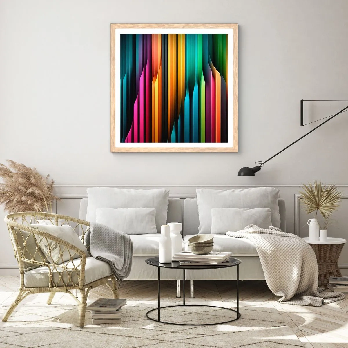 Poster in einem Rahmen aus heller Eiche - Lichtorgan - 60x60 cm